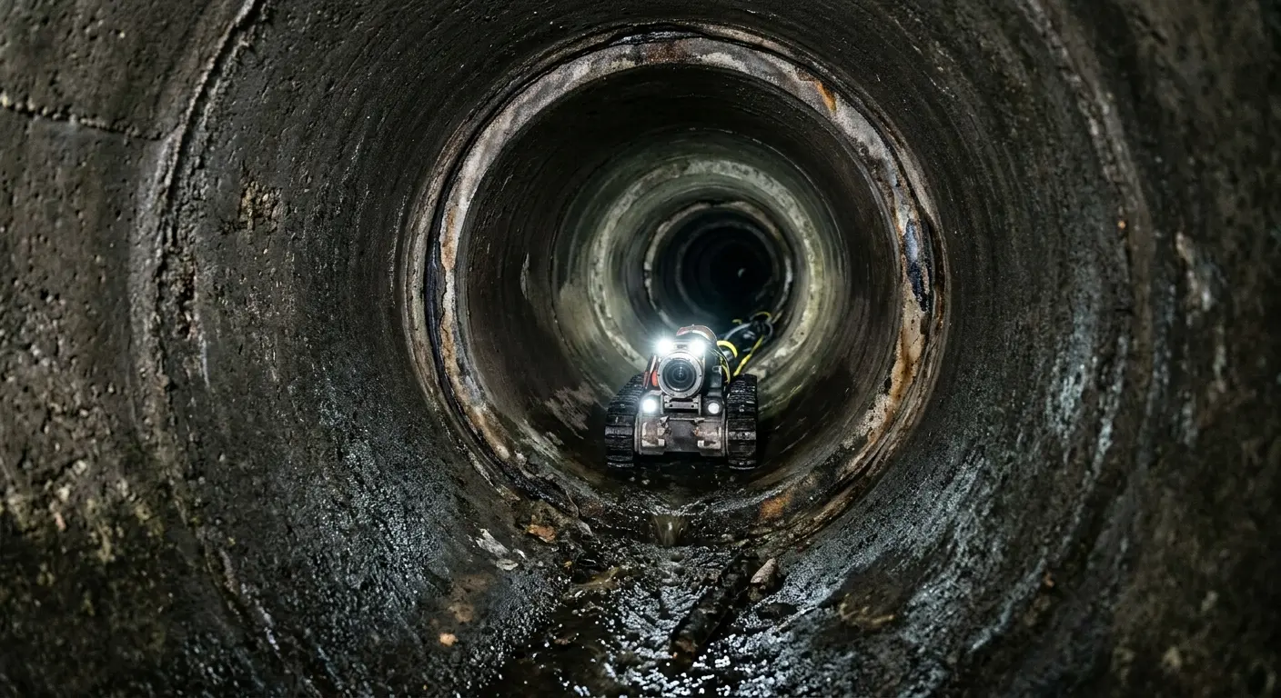 Robotic sewer camera inspecting pipe interior for Sewer Line Repair in Lake Shore